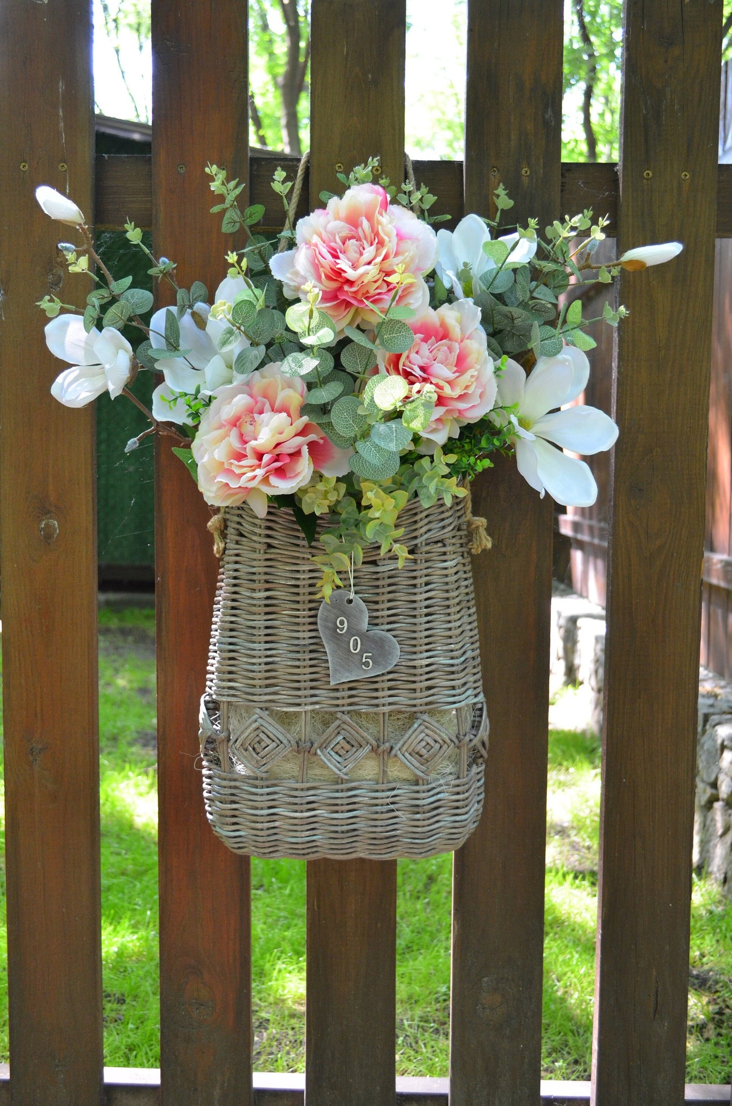 枝編み細工のフラワーベースバスケット かわいい玄関のフラワーアレンジメント 花かご (バスケットのみ)