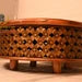 木製コーヒーテーブル/湾曲したテーブル銅+金生マンゴー格子ラウンドコーヒーテーブル/ホームデコレーションルーム/デコレーション/美しい装飾インドの手工芸品