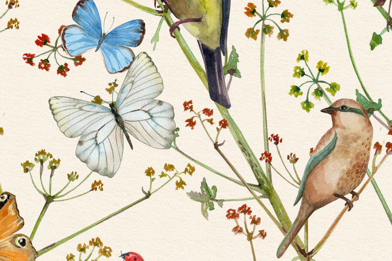 鳥/蝶/花/花/自然/春/植物/高品質の壁紙/取り外し可能/皮をむき/棒