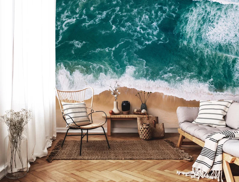 シービーチビュー写真壁紙|波の壁画/サーファーパラダイスウォールデコレーション /自由奔放に生きる水自然壁ポスター/シービュー ウォール /ビーチ ホーム