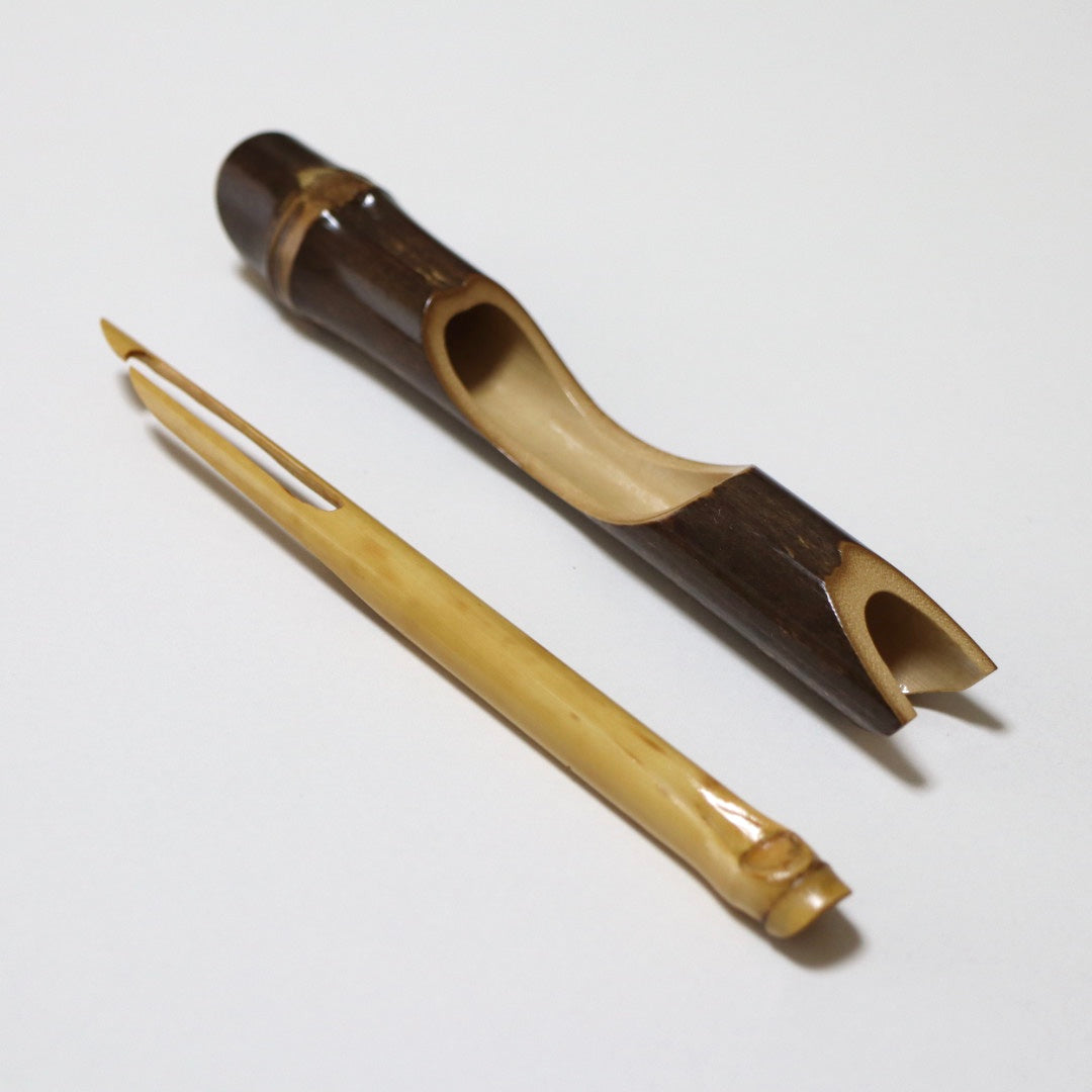 Akira Yamazaki Confectionery Fork with Bamboo Case Root-bending bamboo white bamboo