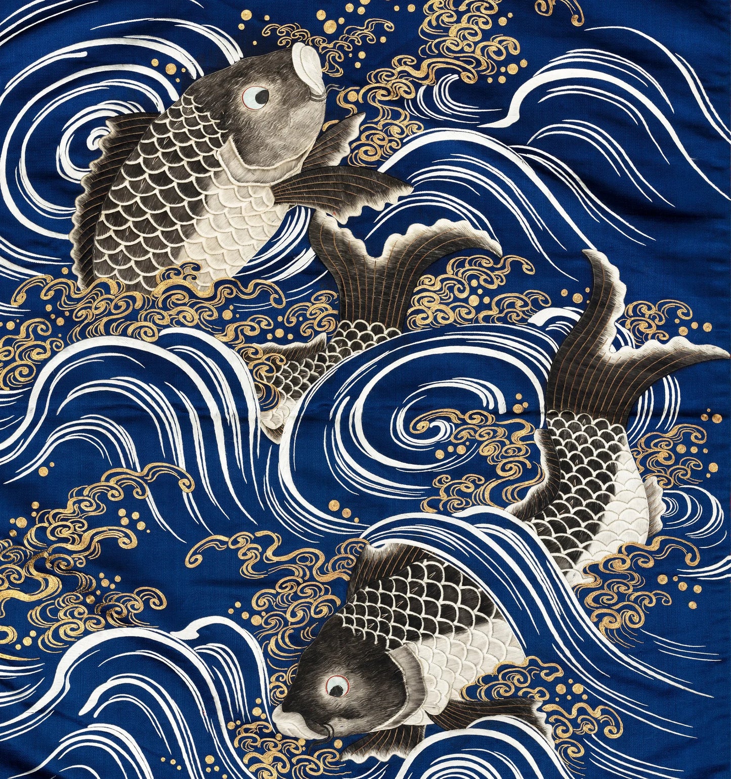 和風シャワーカーテン　鯉の装飾/日本のバスルーム/波のシャワーカーテン/ヴィンテージ/日本の芸術