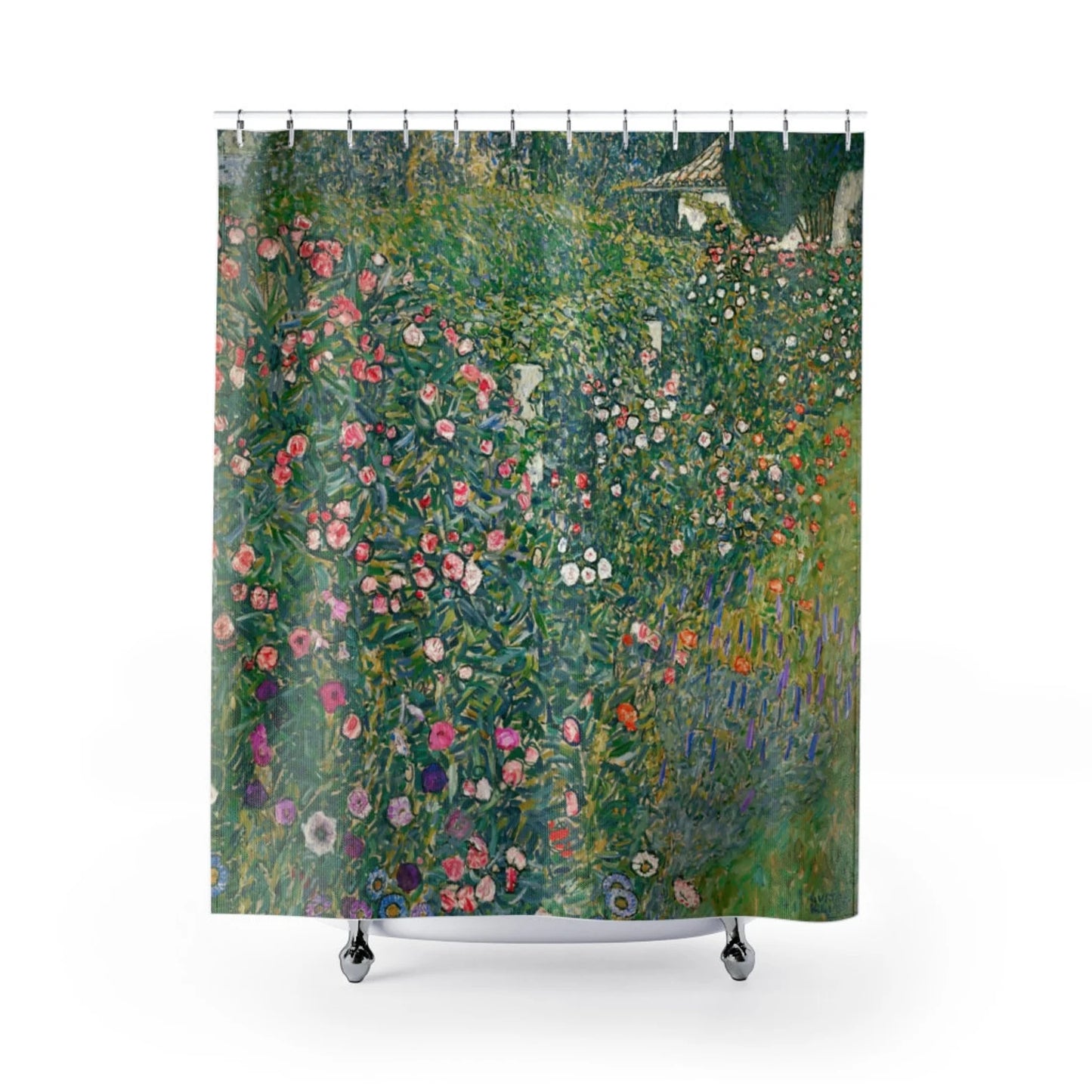 クリムトシャワーカーテン ファインアート、自然の雰囲気、花柄、クリムト絵画
